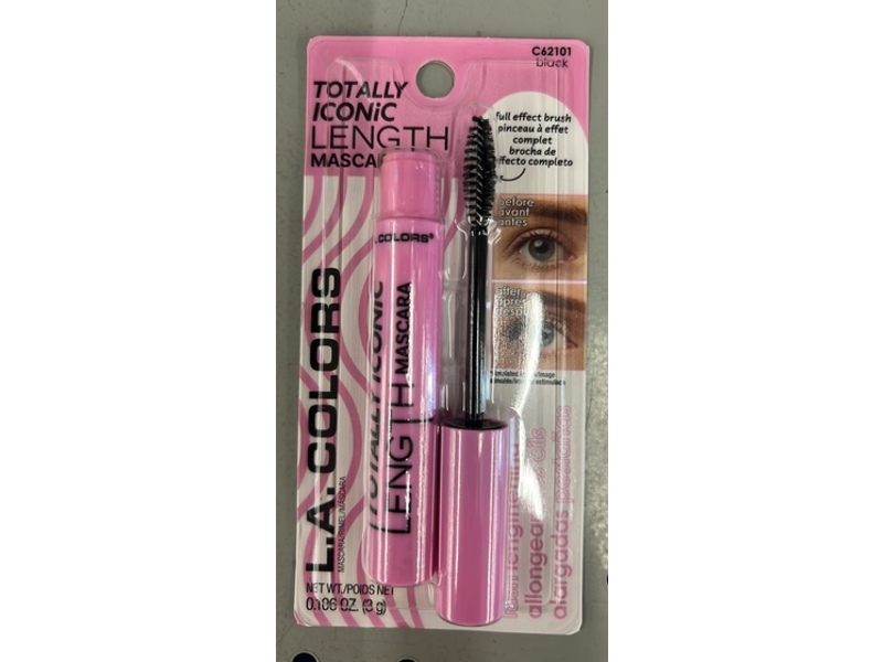 L.A. Colors Totally Iconic Length Mascara, Black, 0.106 oz/3 g