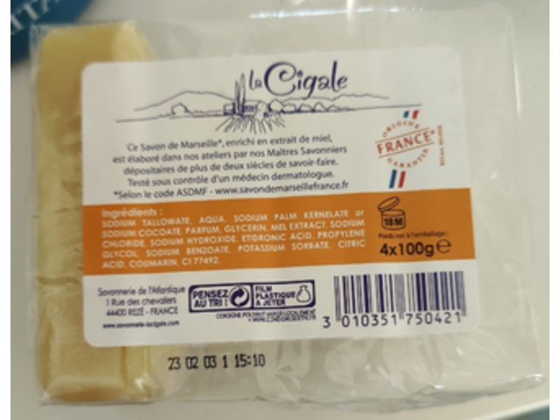 Savon De Marseille Bar Soap, Miel, 100 g