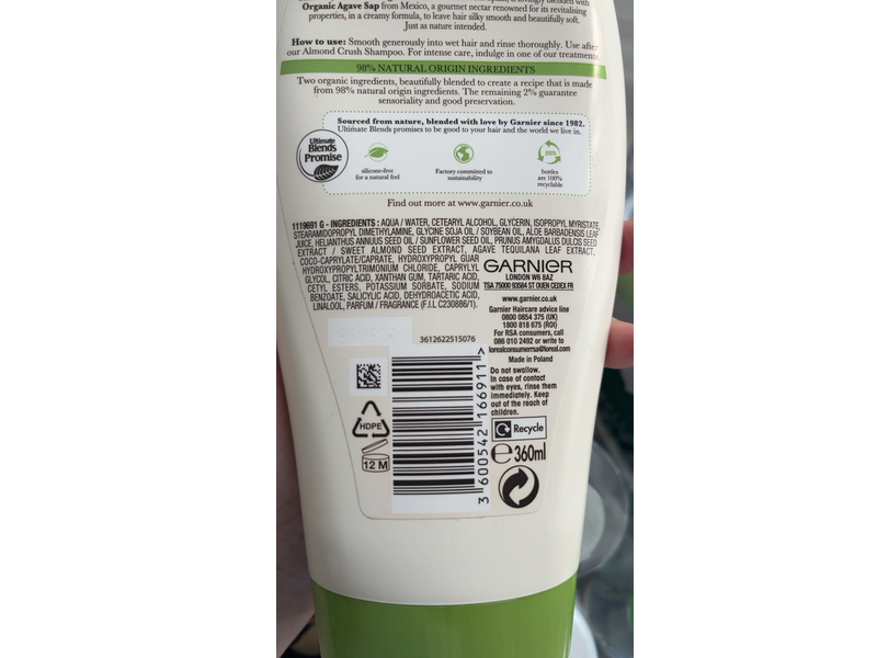 Garnier Ultimate Blends The Daily Nourisher Conditioner, Almond Crush, 360 mL
