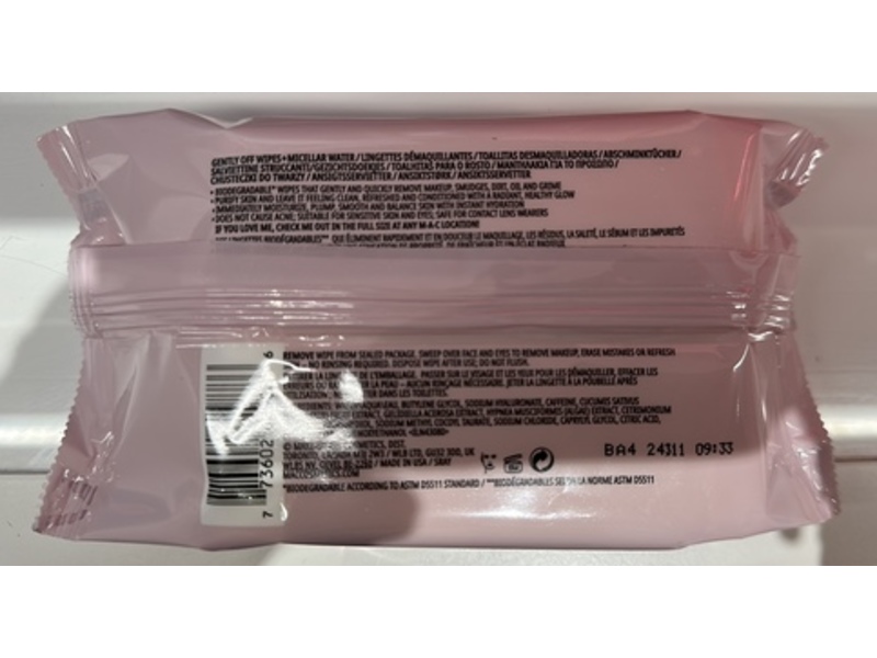 MAC Gently Off Wipes + Micellar Water, Pack Of 30