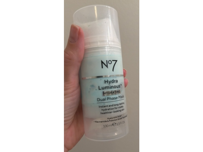 No7 HydraLuminous+ Hydrating Dual Phase Face Mask, 3.3 fl oz/100 mL