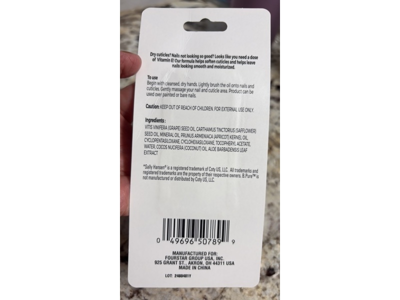 B-Pure Cuticle Oil & Nail Strengthener, Vitamin E, 0.45 fl oz/13.3 fl oz