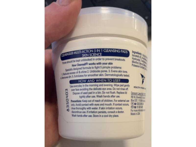 Clearasil 5 In 1 Multi - Action Cleansing Pads, 65 Count, Pack Of 4