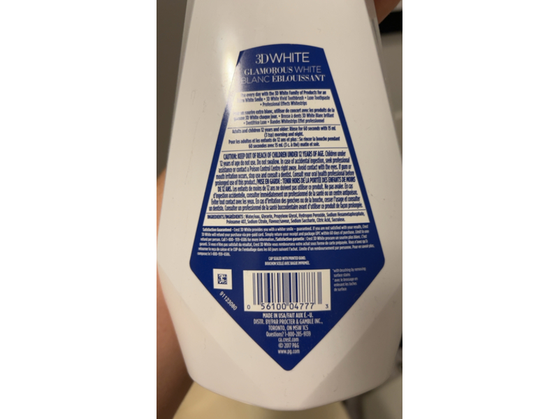 Crest 3D White Glamorous Whitening Mouthwash, Fresh Mint, 32 fl oz/946 mL, Pack Of 6