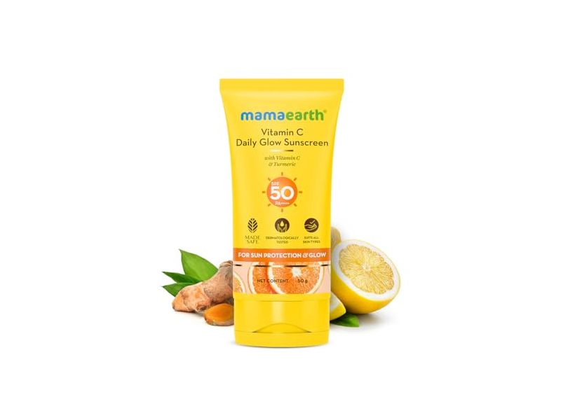 Mamaearth Vitamin C Daily Glow Sunscreen, SPF 50, 1.76 oz/50 g