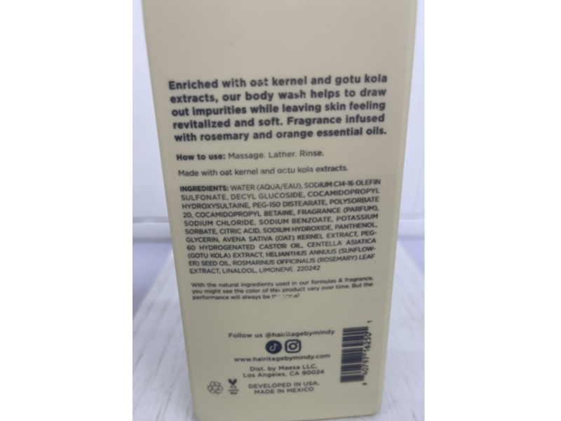 Hairitage By Mindy Mcknight Now & Lather Body Wash, Cedarwood & Neroli, 14 fl oz/414 mL