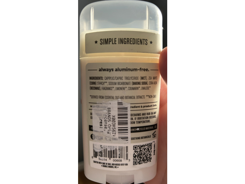 Humble Simple And True Nothing Bad Deodorant, Palo Santo And Frankincense, 2.5 fl oz/70 g