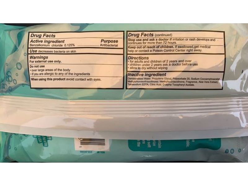 Aquarelle Antibacterial Wet Wipes, Fresh Scent, 40 Count