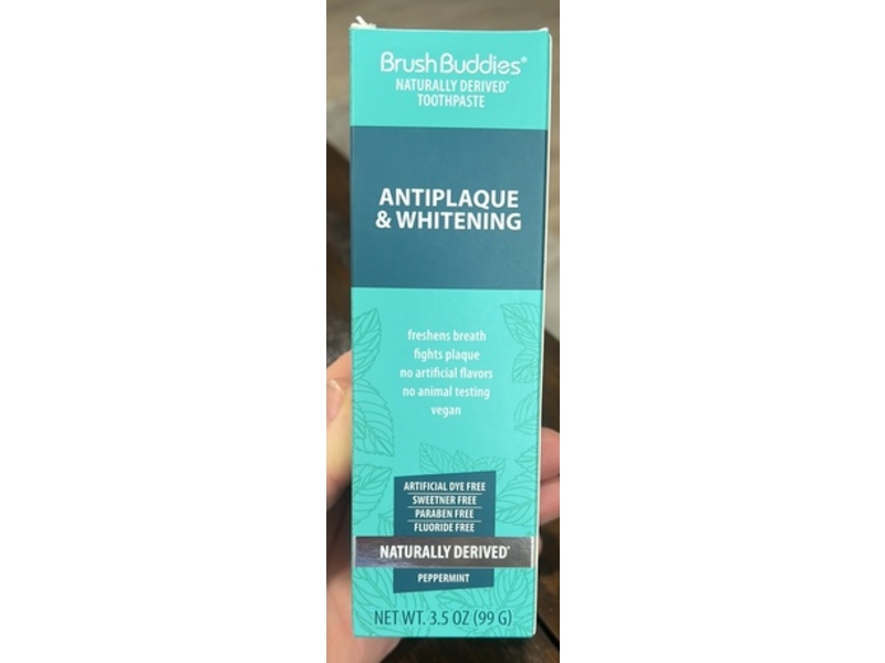 Brush Buddies Antiplaque & Whitening Toothpaste, Peppermint, 3.5 oz/99 g
