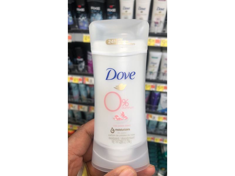 Dove 0% Aluminum Deodorant, Stick Rose Petals, 2.6 oz/74 g