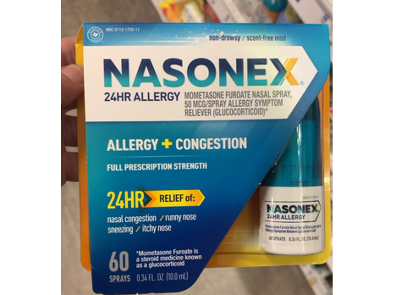 Nasonex Allergy + Congestion Nasal Spray, 0.34 fl oz/10 mL, 60 Count
