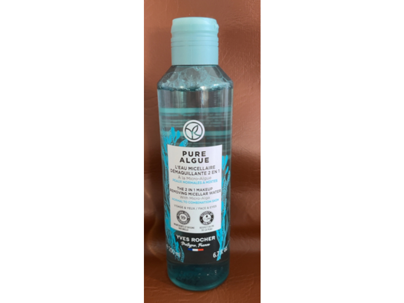 Yves Rocher Pure Algue The 2 In 1 Makeup Removing Micellar Water, 6.7 fl oz/200 mL