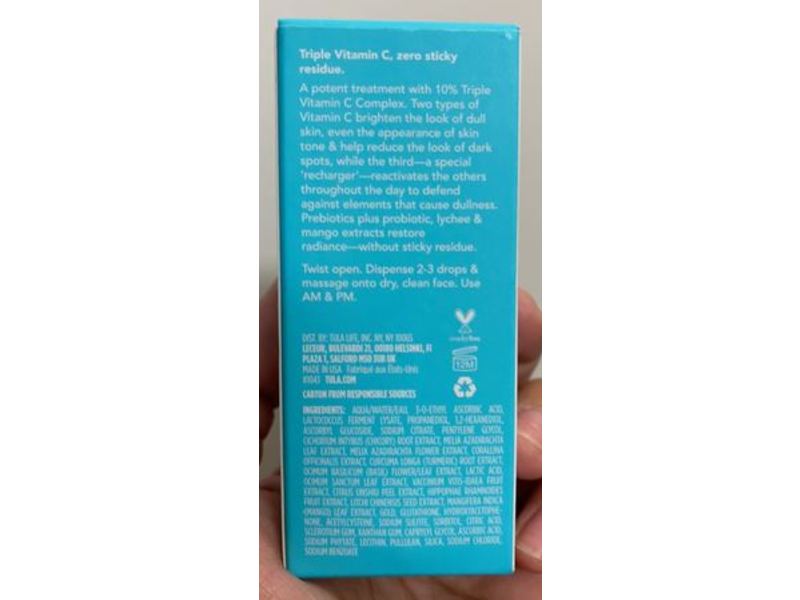 Tula Skincare Brightening Treatment Drops, Triple Vitamin C Serum, 1 fl oz/30 ml