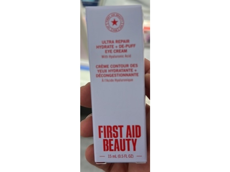 First Aid Beauty Ultra Repair Hydrate+Depuff Eye Cream, Hyaluronic Acid, 0.5 fl oz/15 mL