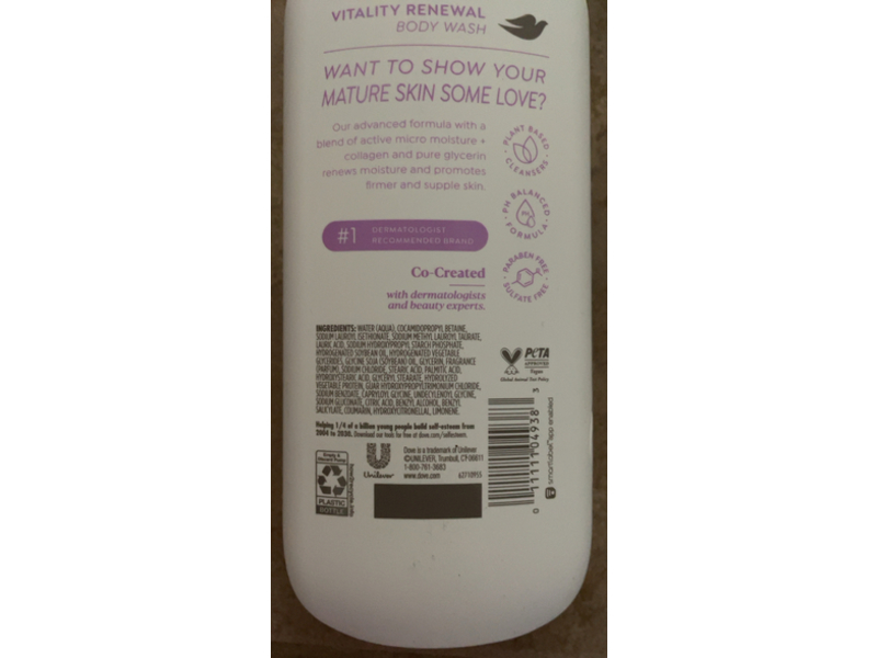 Dove Body Wash, Vitality Renewal, 18.5 fl oz/547 mL