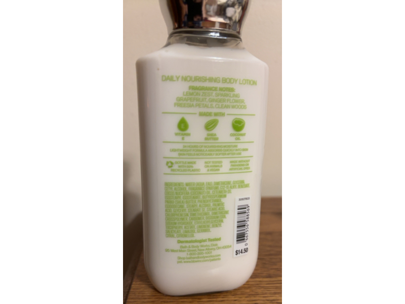 Bath & Body Works White Citrus Daily Nourishing Body Lotion, Shea Butter + Coconut Oil, 8 fl oz/236 mL