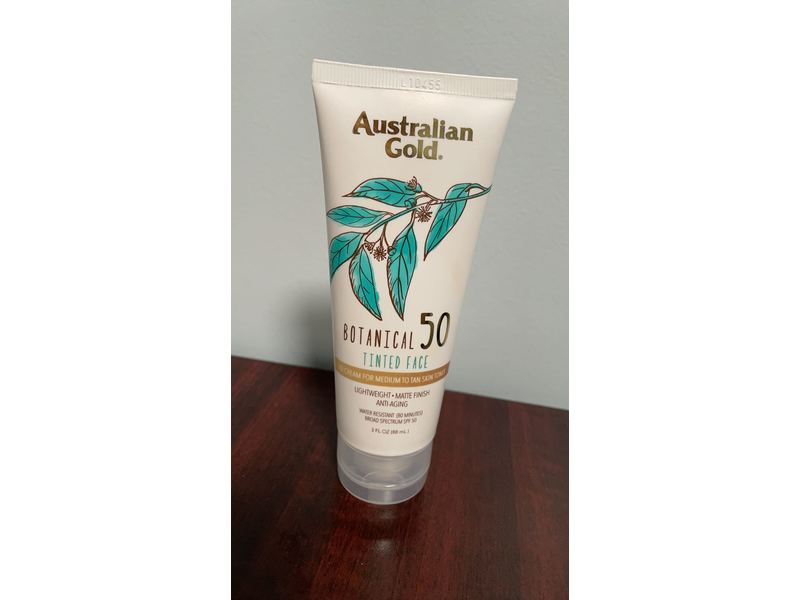 Australian Gold Botanical SPF 50 Tinted Face Sunscreen, Medium To Tan, 3 fl oz/89 mL
