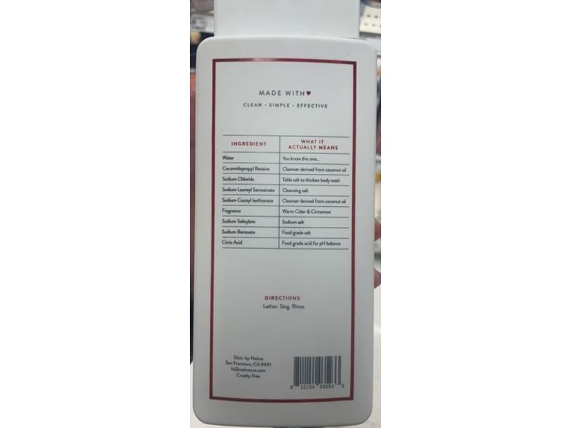 Native Body Wash, Warm Cider & Cinnamon, 18 fl oz/532 mL