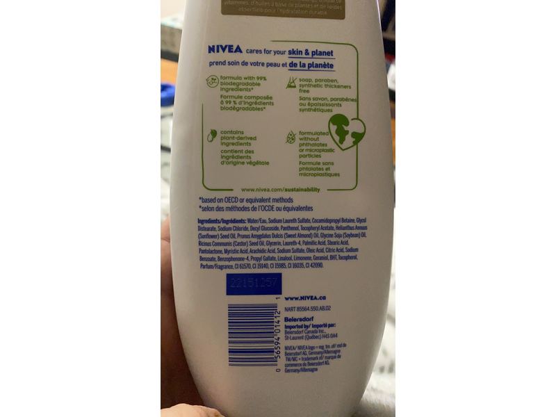 Nivea Refreshing Body Wash, Basil & White Tea, 500 mL