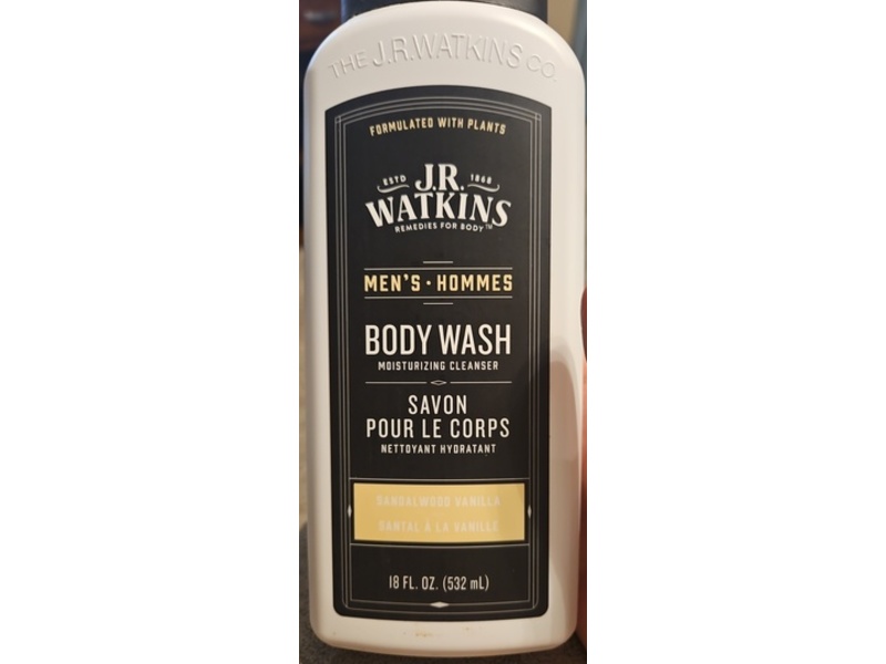 J.R. Watkins Men's Body Wash, Sandalwood Vanilla, 18 fl oz/532 mL