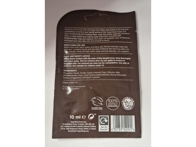 Superdrug Sugar & Spice Brightening Face Mask, Caramel & Mediterranean Clay, 10 mL