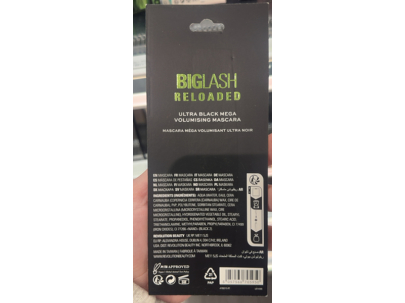 Revolution Big Lash Reloaded Mascara, Ultra Black, 0.28 oz/8 g