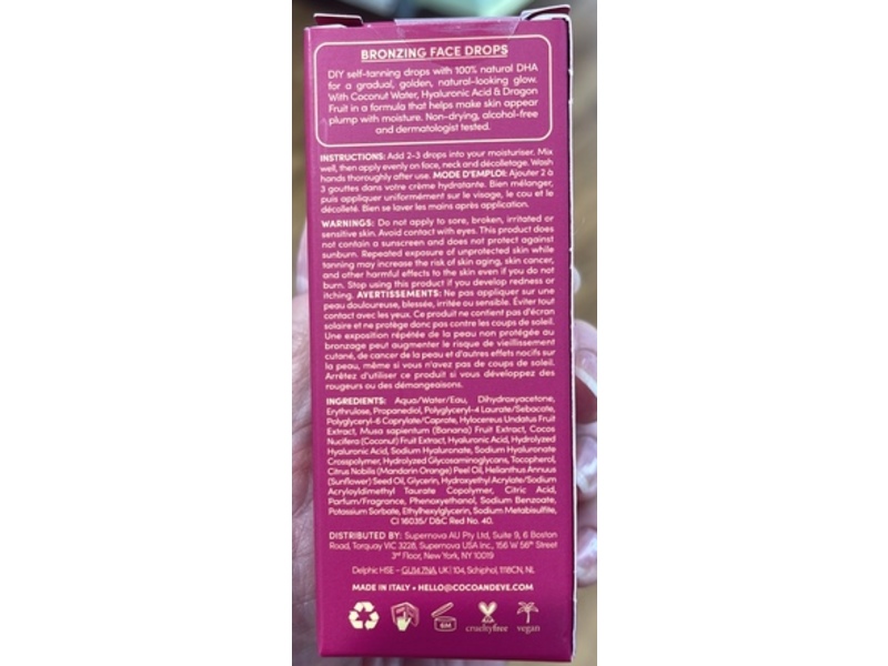 Coco & Eve Sunny Honey Bronzing Face Drops, Medium Glow, 1.01 fl oz/30 mL