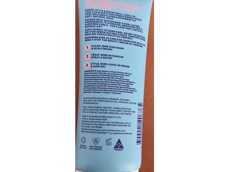 Mimi Kids Haircare Curl-Define Cream, 5.07 fl oz/150 mL