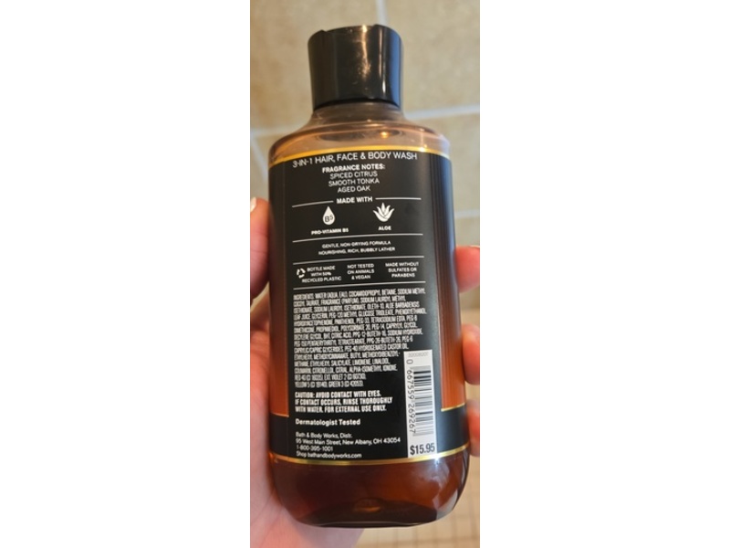 Bath & Body Works Single Barrel Bourbon, 3-In-1 Hair, Face & Body Wash, Pro Vitamin B5 & Aloe, 10 fl oz/295 mL