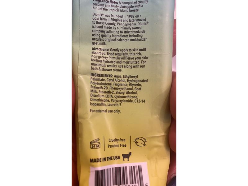 Dionis Hand & Body Goat Milk Cream, 3.3 oz/93 g