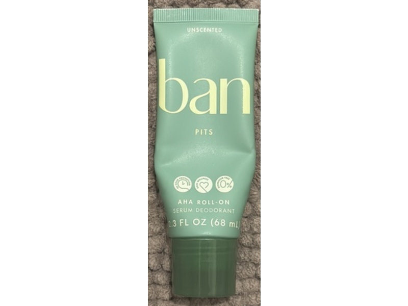 Ban Pits AHA Deodorant Roll-On, Unscented, 2.3 fl oz/68 mL