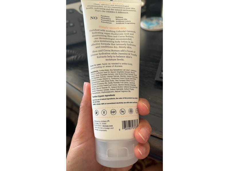 Derma E Ultra Moisturizing Shea Body Lotion, Jasmine & Vanilla, 8 oz/227 g