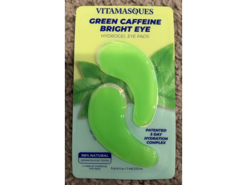 Vitamasques Hydrogel Eye Pads, Green Caffeine, 0.31 oz/9 g, 1 Pair