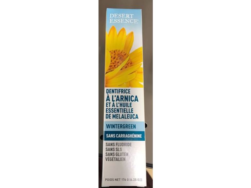 Desert Essence Toothpste, Arnica & Tea Tree, Carrageenan Free, 6.25, oz/176 g