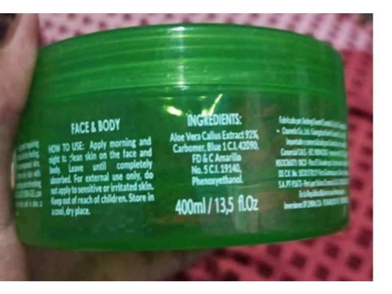 BACC Face & Body Gel, Aloe Vera Gel, 13.5 fl oz/400 mL