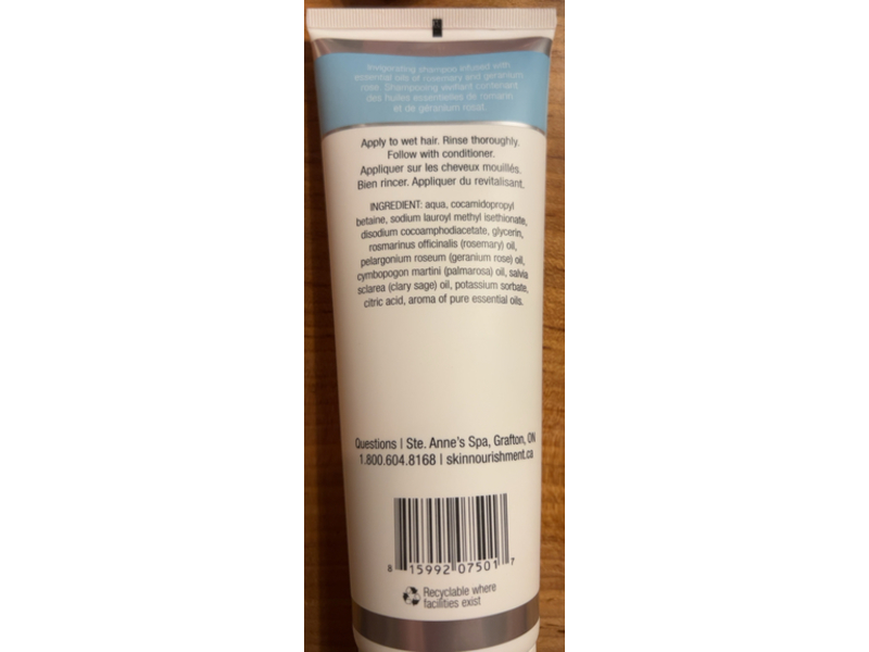 STE. ANNE'S Skin Nourishment Shampoo, Rosemary, Geranium Rose, 250 mL