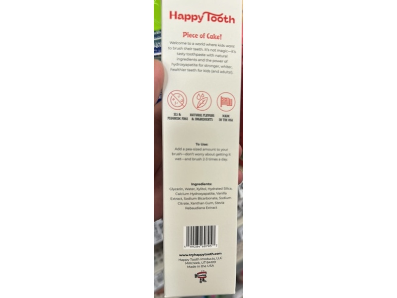Happy Tooth Fluoride-Free Toothpaste, Vanilla Frosting, 3.4 oz/100 mL