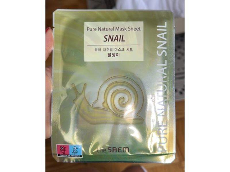 The Saem Pure Natural Mask Sheet, Snail, 0.67 fl oz/20 mL