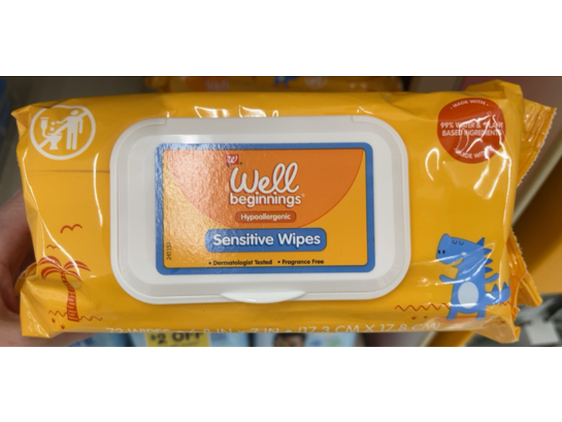 Walgreens Well Beginnings Sensitive Baby Wipes, 72 Count