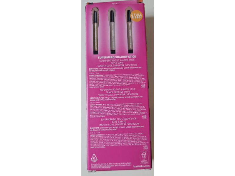 It Cosmetics Superhero Shadow Stick Trio, Super Slate, Taupe & Bare & Brave, 0.05 oz/1.6 mL