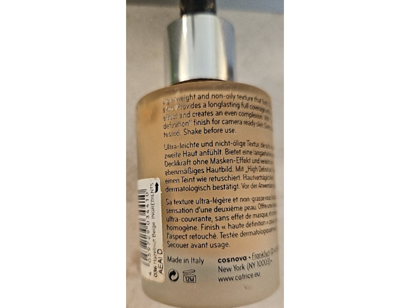 Catrice HD Liquid Coverage Foundation, 036 Hazelnut Beige, 1.01 fl oz/30 mL