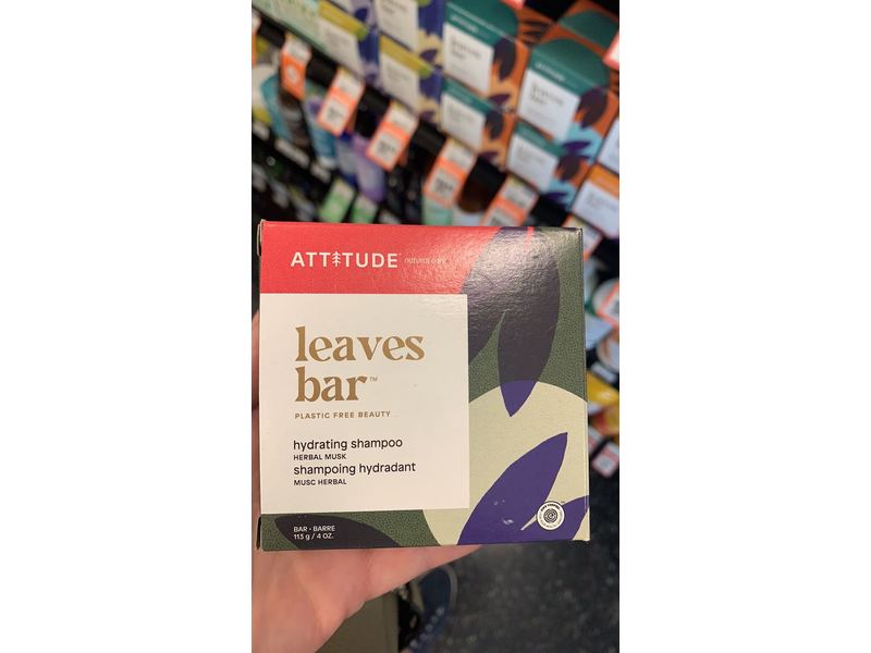 Attitude Hydrating Shampoo Herbal Musk Bar, Leaves Bar, 4 oz/115 oz