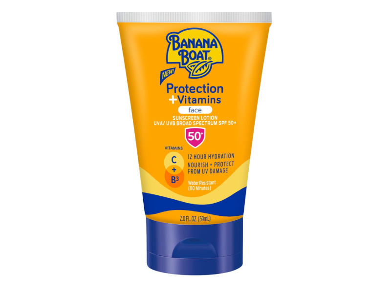 Banana Boat Protection + Vitamins Face Sunscreen Lotion, SPF 50+, 2 fl oz/59 mL