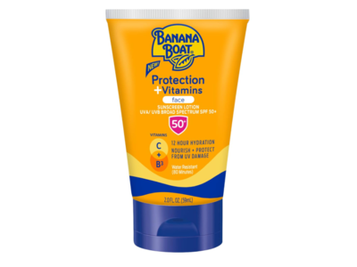 Banana Boat Protection + Vitamins Face Sunscreen Lotion, SPF 50+, 2 fl oz/59 mL