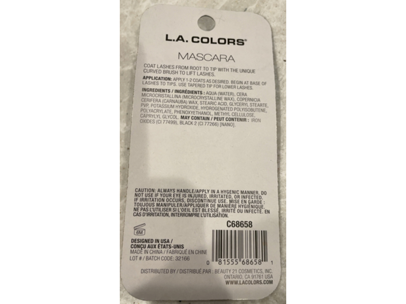 L.A. Colors Wowie Lash Mascara Curved Brush, C68658 Classic Black, 0.17 fl oz/5 mL