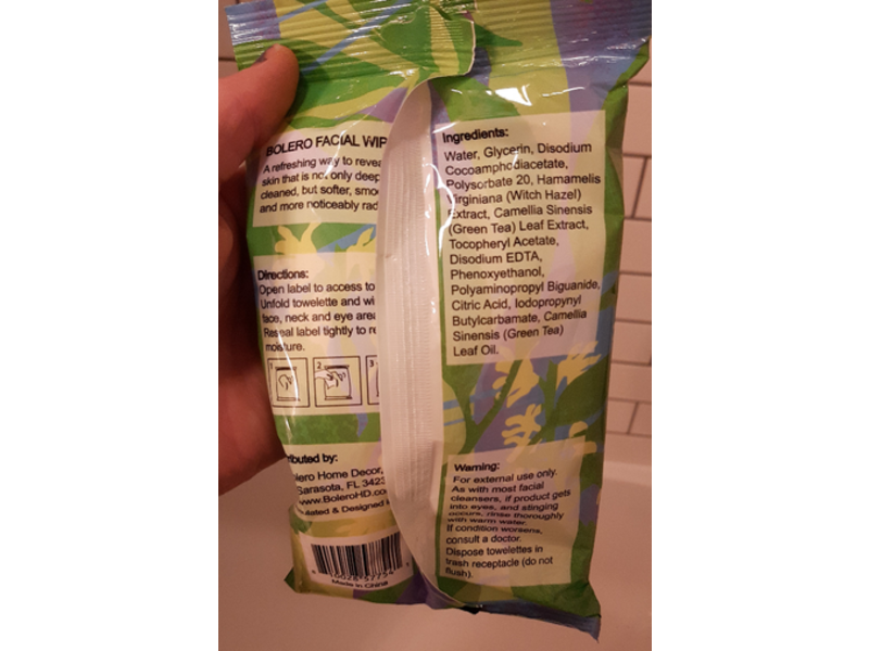 Bolero Beverly Hills Cleanse & Nourish Facial Wipes, Witch Hazel + Green Tea Extract, 32 Count