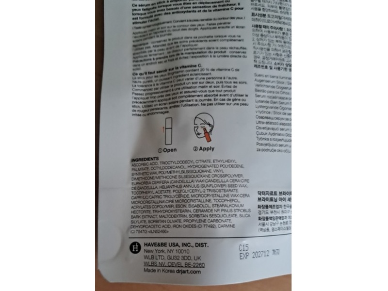 Dr. Jart+ Brightening Eye Serum Stick, Vitamin C & E, 0.12 fl oz/3.6 g