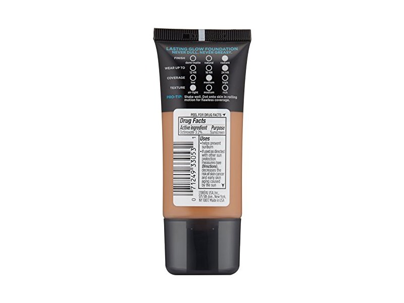 L'Oreal Paris Infallible Pro-Glow Foundation, SPF 15 Creme Cafe, 1 fl oz/30 mL