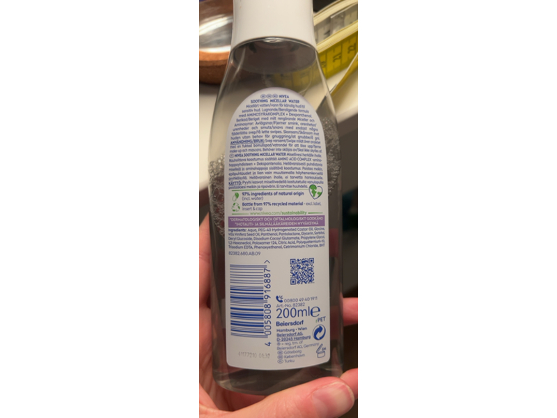Nivea Soothing Micellar Water, Amino Acid Complex + Dexpanthenol, 200 mL