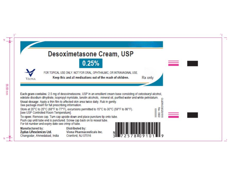 Desoximetasone Cream, USP, 0.25%, 100 g, Viona (RX)